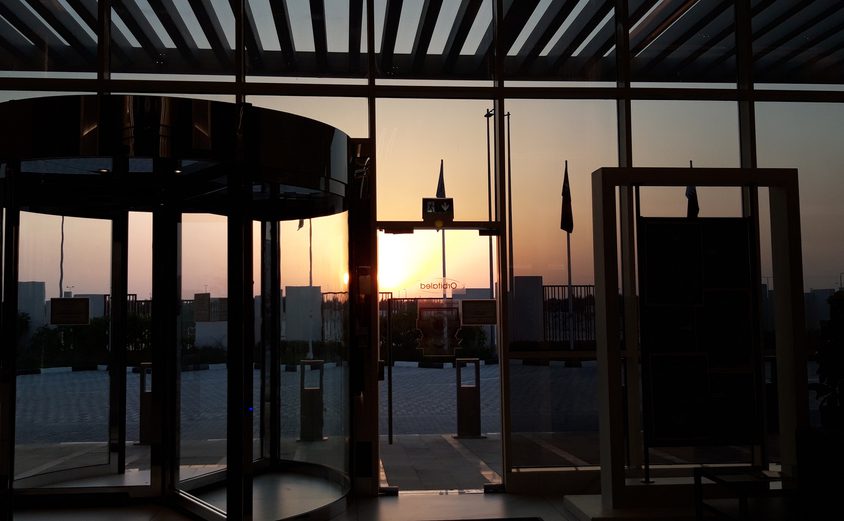 Sunset at the school