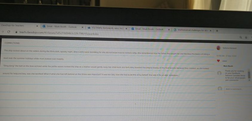 Primary VLE Exmaples of work from student