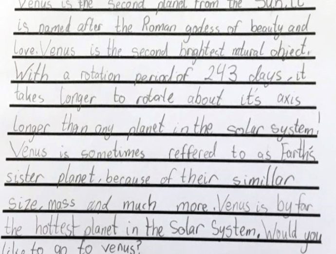 Year 5 learning about Space into our English work particularly focusing on chronological reports 02